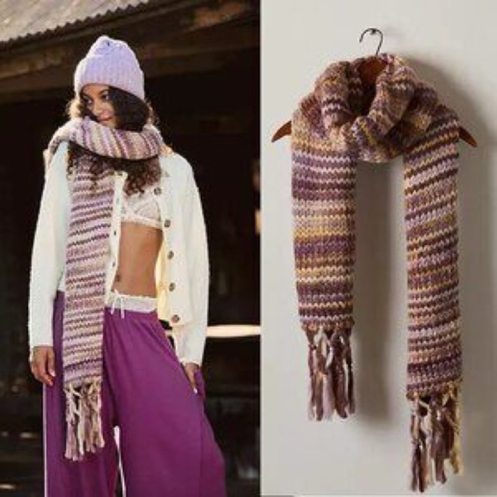 Free People Oversized Multicolor Knit Scarf, NWT